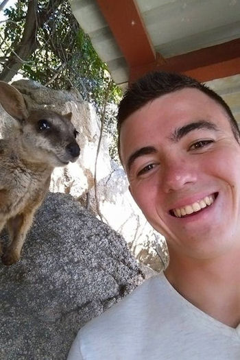 Patrick - with kangaroo in Australia